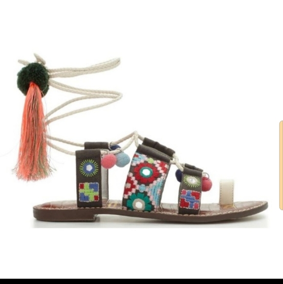 Sam Edelman Gretchen mixed color Gladiator Tassel Ethnic Sandals Size 8.5 - Picture 7 of 7